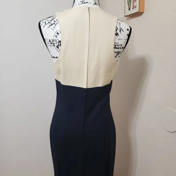 Vintage Black & Cream Dress By Jennifer Jeffries Size 4 - Picture 3 of 6